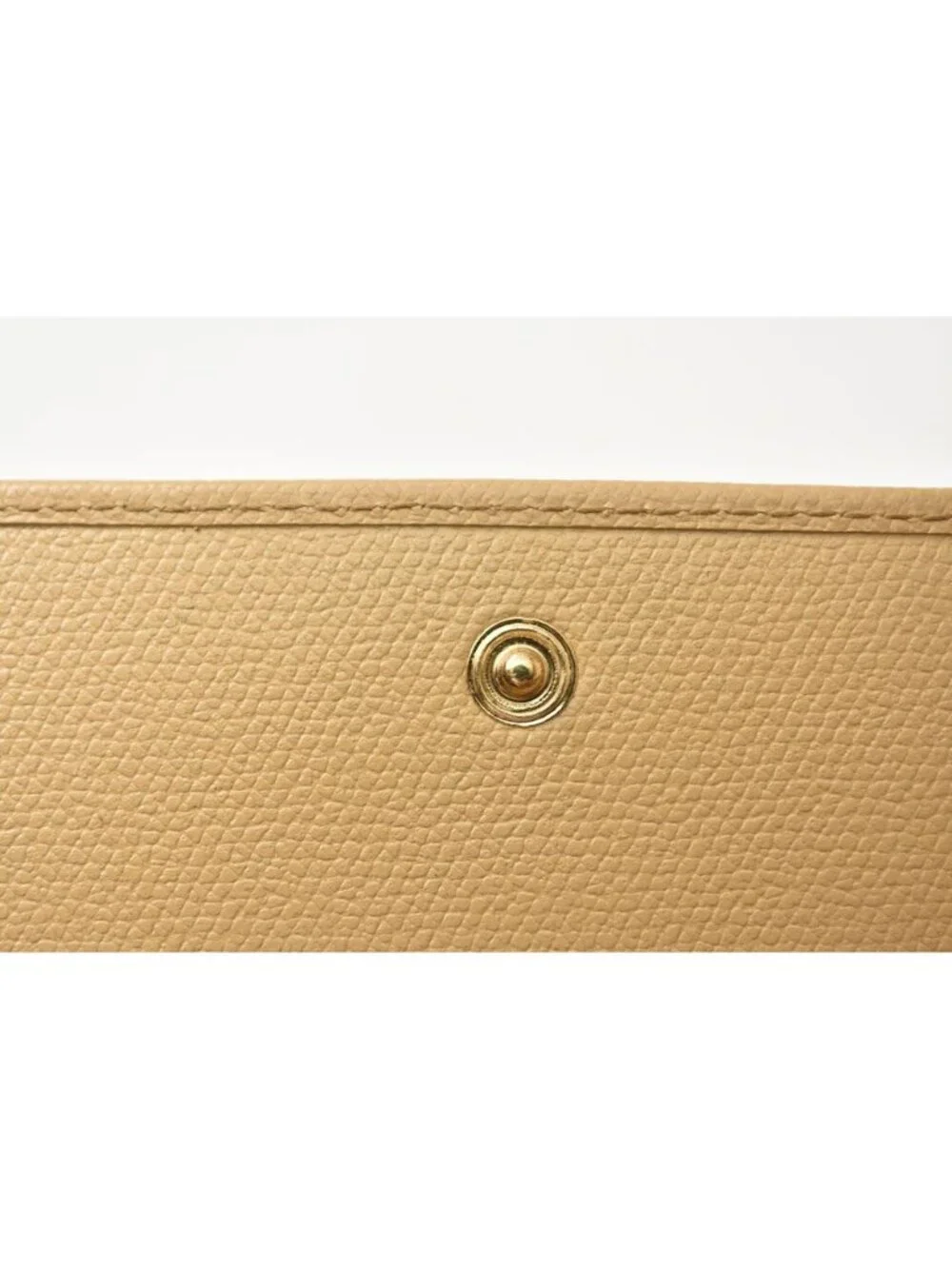 Chanel Wallet Coco Button Bifold Leather Beige